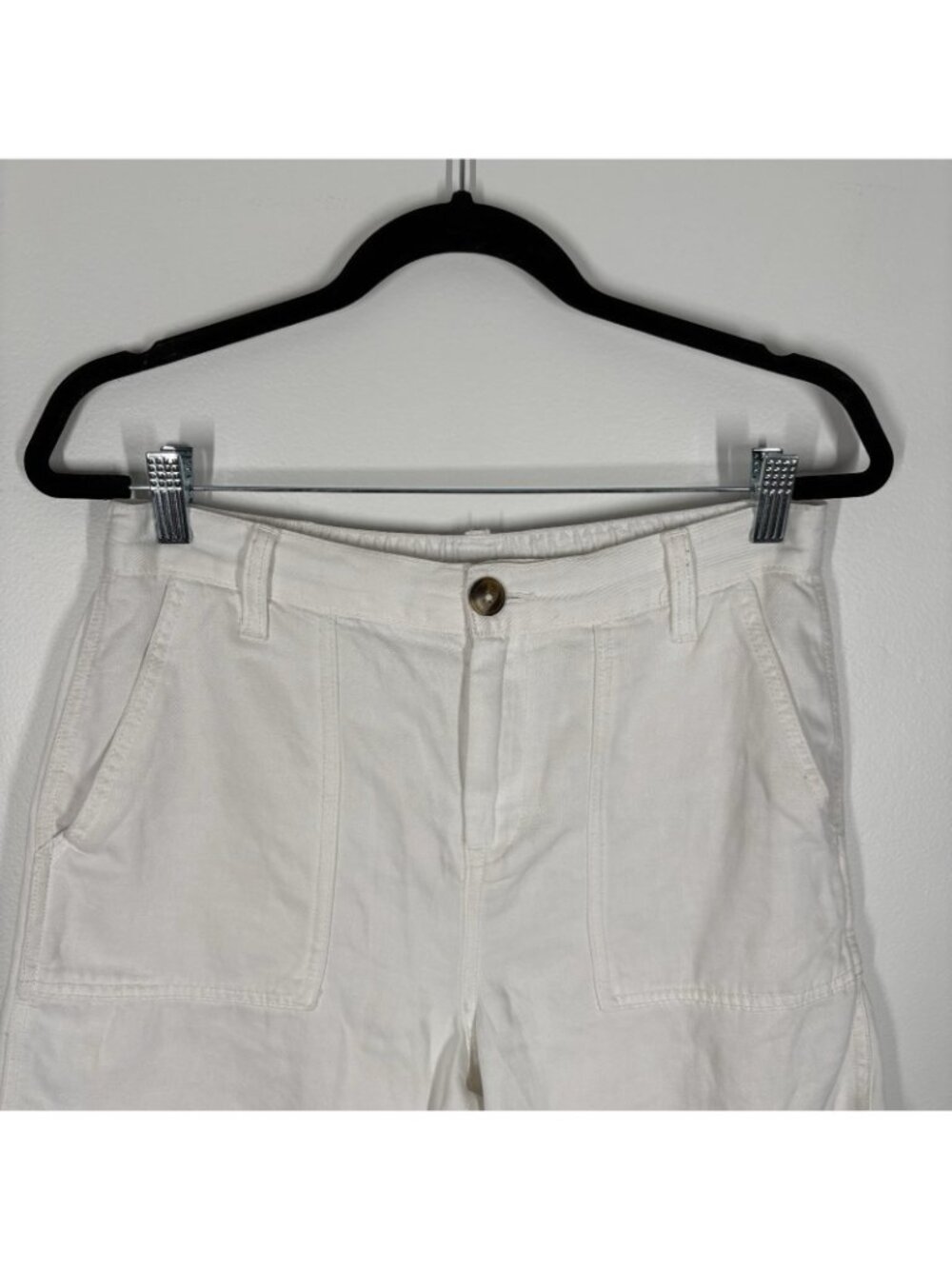 Aerie Women S White Linen Blend Casual High Rise Cutoff Utility Adventure Shorts - Picture 4 of 10